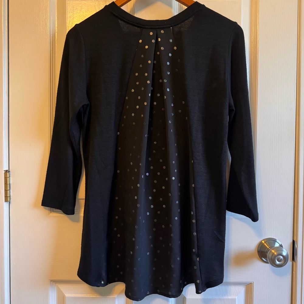 Market & Spruce Black Shirt with Polka Dot Detail on Back Size M